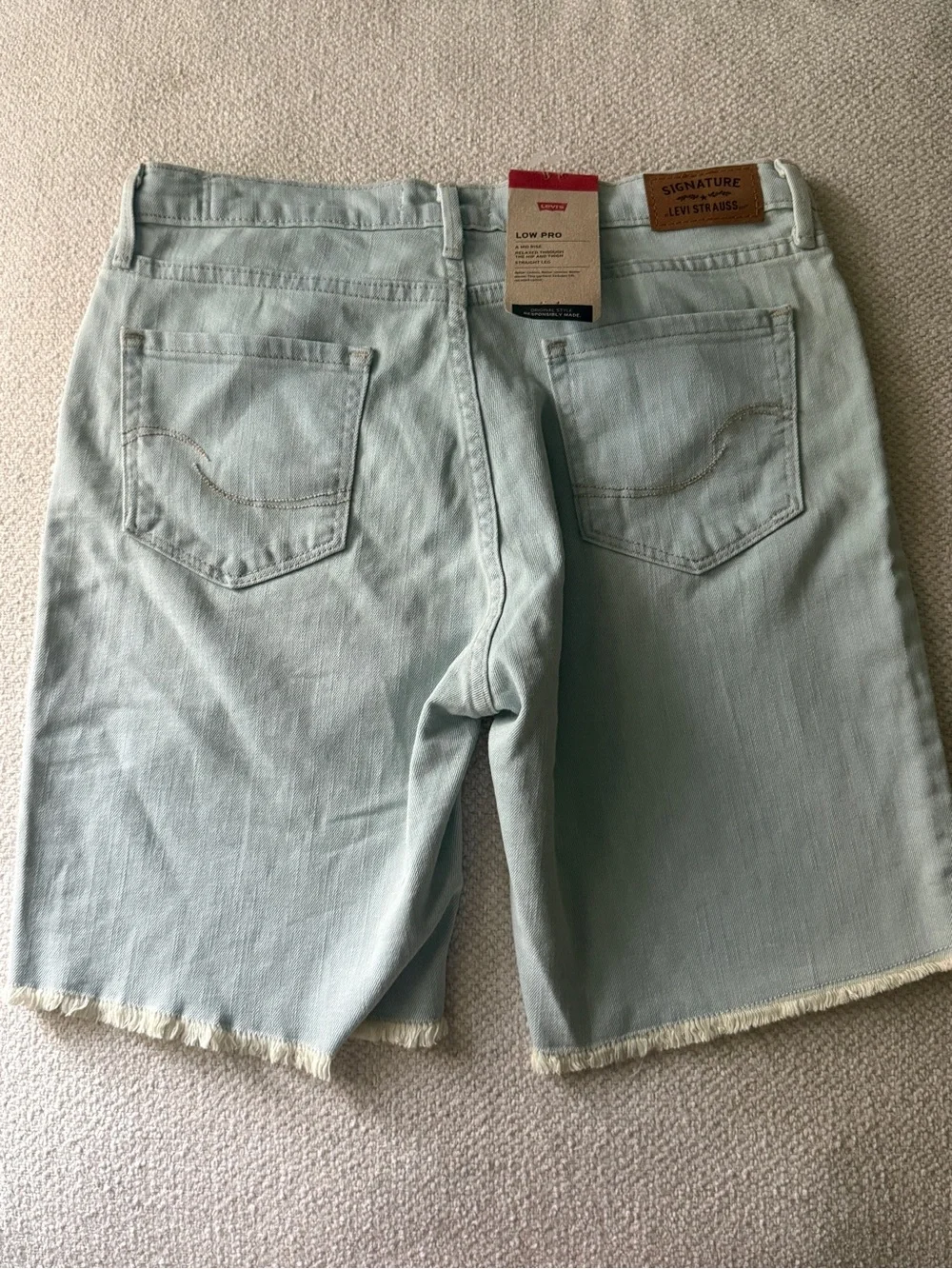 Levi’s Low Pro Light Wash Raw Hem Denim Shorts